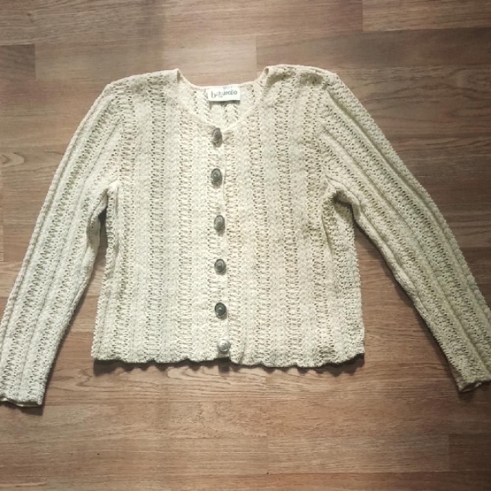 Bagatelle Butter Yellow Knit Button-Up Cardigan Vintage Boho Cottage Size M